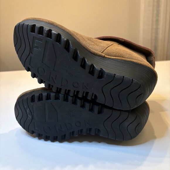 Fly London Yex Leather Suede Fold‎ Over Wedge Boots Booties US Size 7.5 - Picture 8 of 12